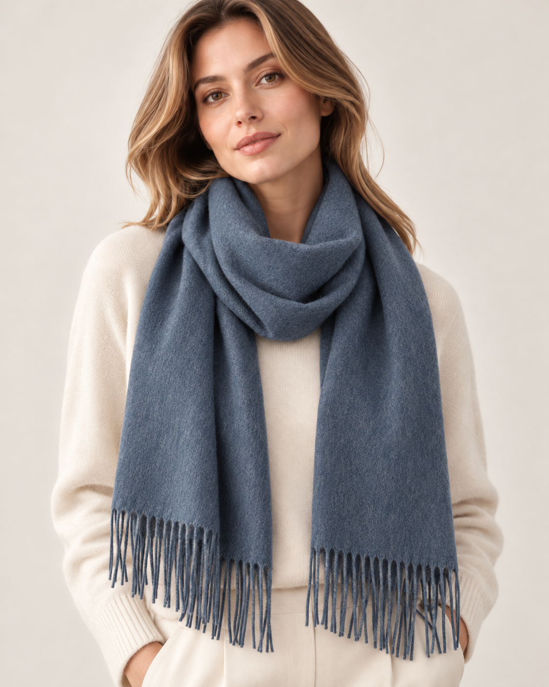 Blauer Schal aus 100% Kaschmir für Damen Paris (5)