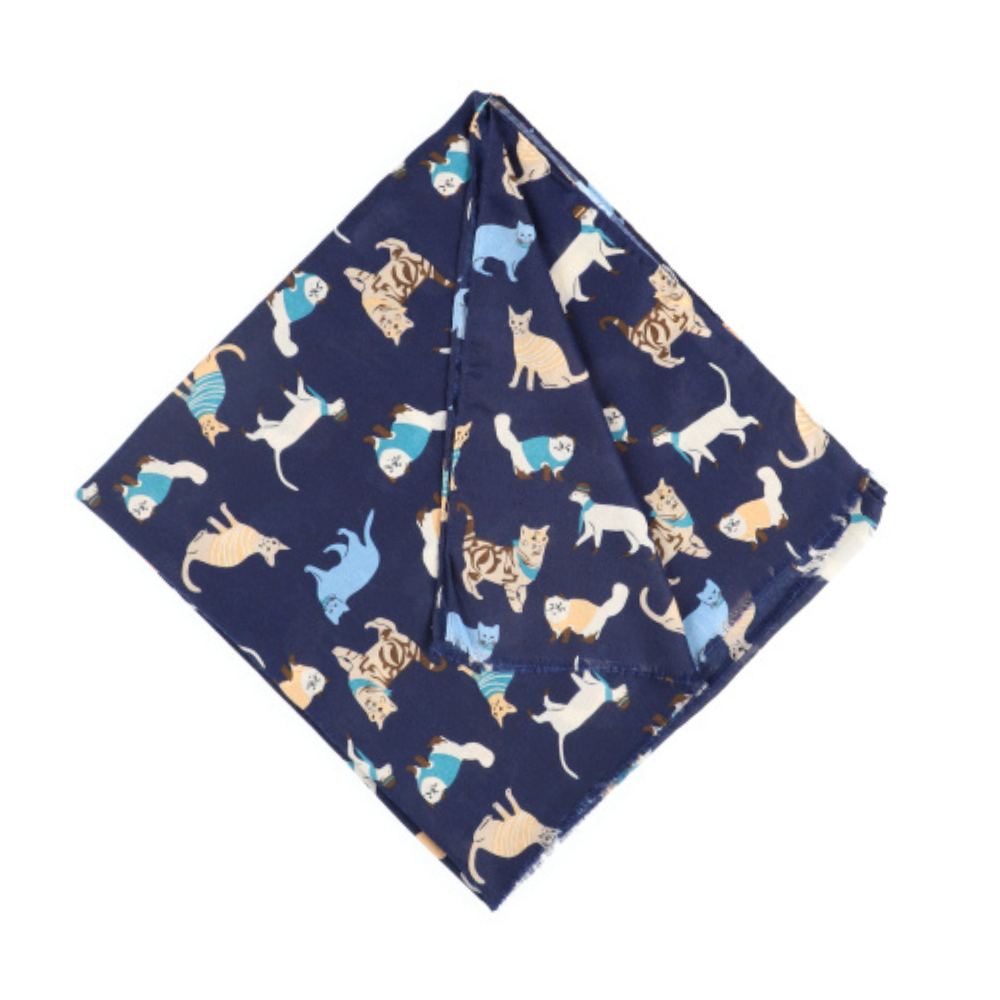Halsschal mit Katzenmotiv in Marineblau – Nikko (3)