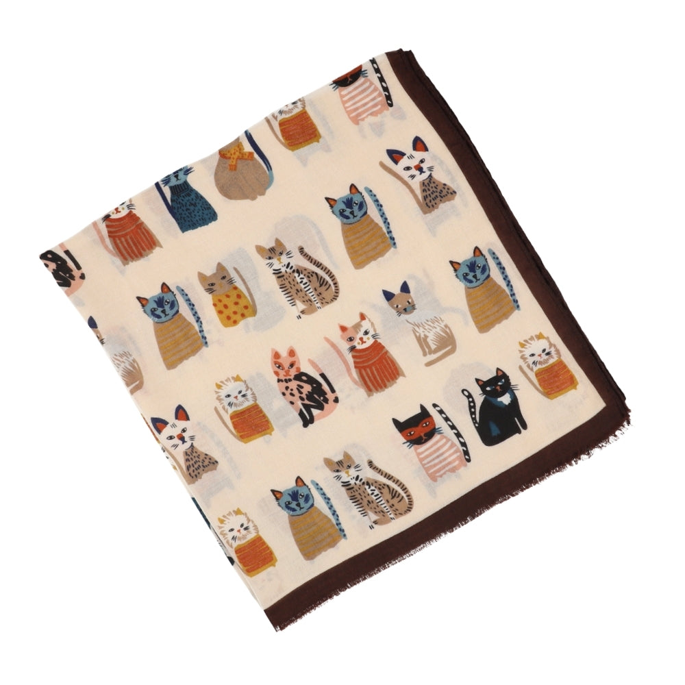 Weicher Schal mit Katzenmotiv in Beige – Nikko (6)