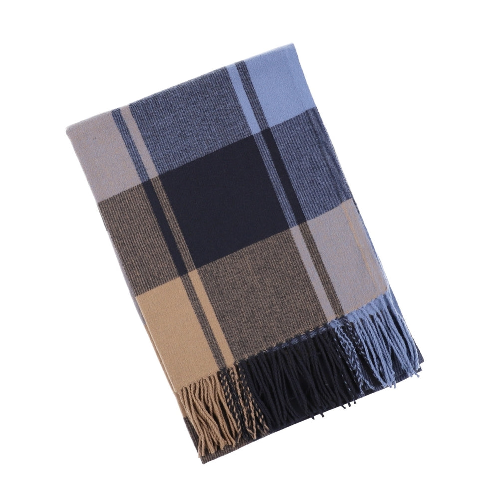 Karierter Schal mit Fransen in Blau – Liverpool (6)
