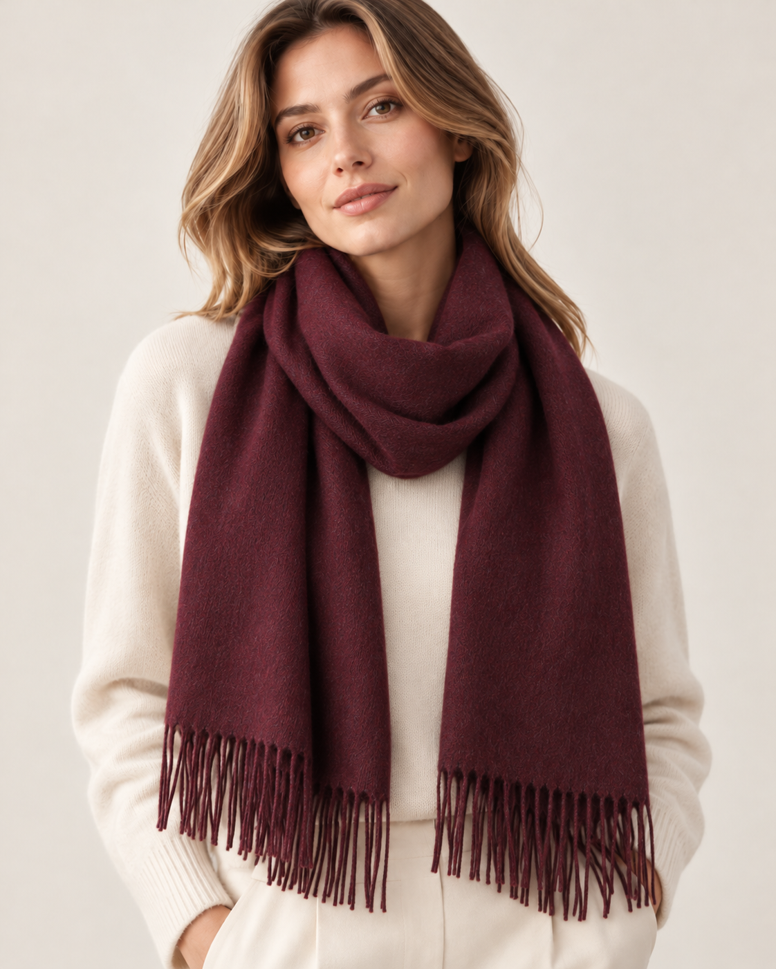 Bordeauxroter Kaschmirschal für Damen für den Winter Paris (5)